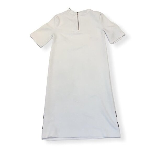 𝅺h&m Divided White Fitted Flare printed jersey style Mini slip on Dress Size 6 - Picture 4 of 10